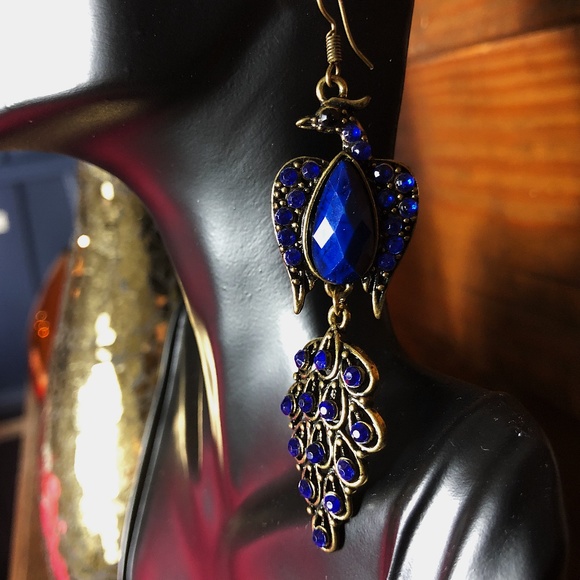 Jewelry - Blue Bohemian Peacock Gemstone Drop Earrings Jewelry - Blue Bohemian Peacock Gemstone Drop Earrings